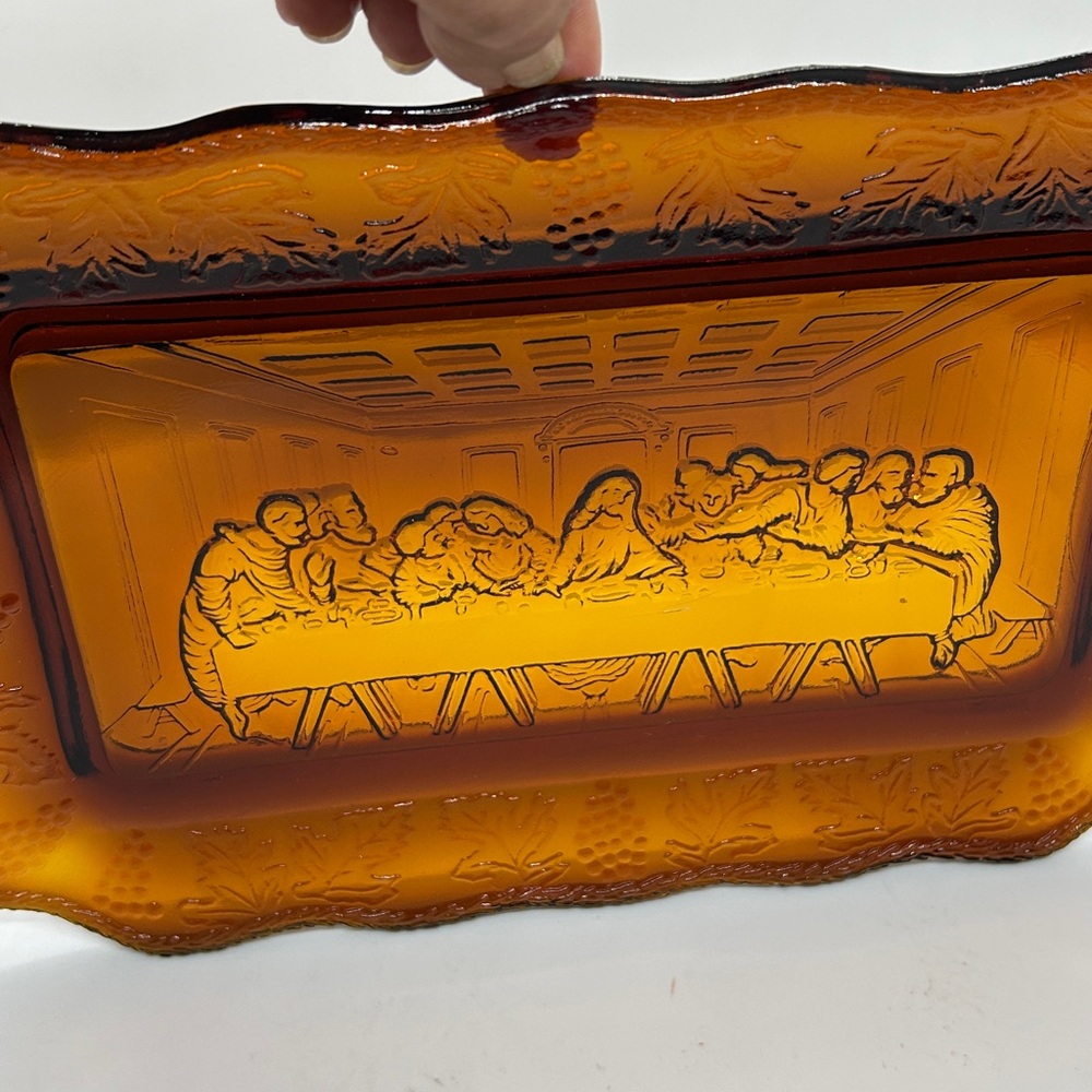 Indiana Glass Amberina Tiara Last Supper Tray serving Plate. 11 x 7 inches. - Picture 5 of 13